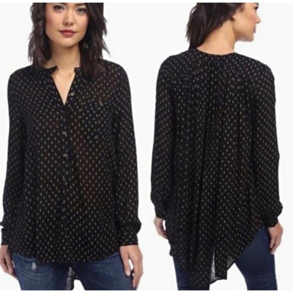 free people Floral Long Sleeve Button Front boyfriend tunic oversized small